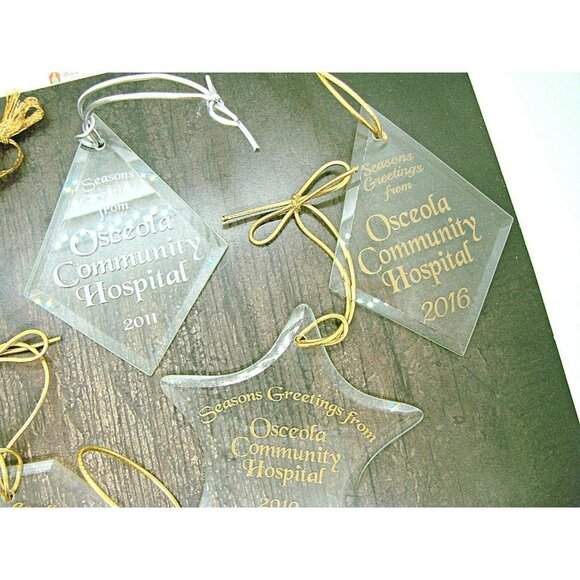 Osceola Community Hospital Mixed Clear Glass Dated Christmas Holiday Ornaments - Picture 4 of 11